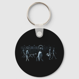 X-Ray Skeletons Midnight Stroll Black Blue Keychain