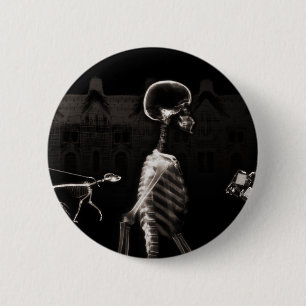 X-Ray Skeletons Midnight Stroll Black Sepia 2 Inch Round Button