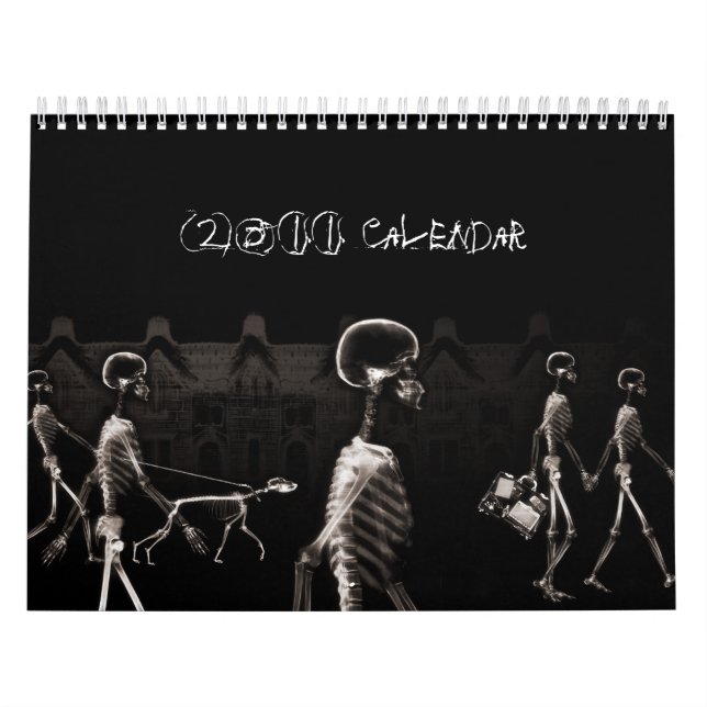 X-Ray Skeletons Midnight Stroll Black Sepia Calendar (Cover)