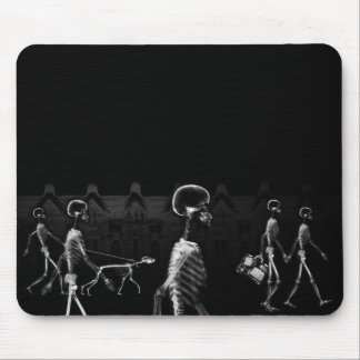 X-Ray Skeletons Midnight Stroll Black White Mouse Pad