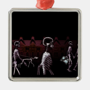 X-Ray Skeletons Midnight Stroll - Original Metal Ornament