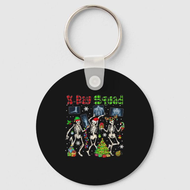 X-ray Squad Xmas Three Santa Reindeer Elf X-ray Sk Keychain (Front)
