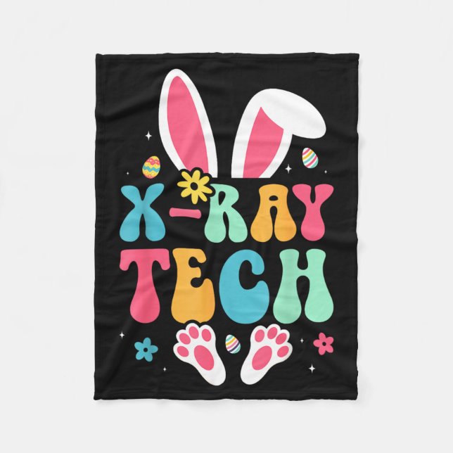 X-Ray Tech Bunny Eggs Radiology Easter Day Fleece Blanket (Front)