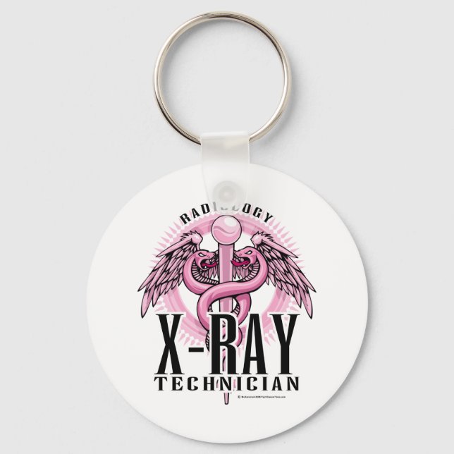 X-Ray Tech Pink Caduceus Keychain (Front)