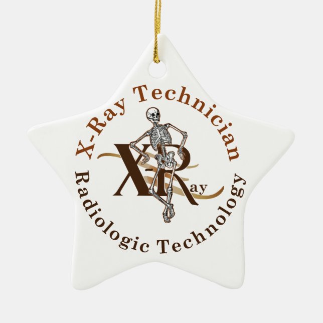 X Ray Technician Circle Brown Ceramic Ornament (Front)