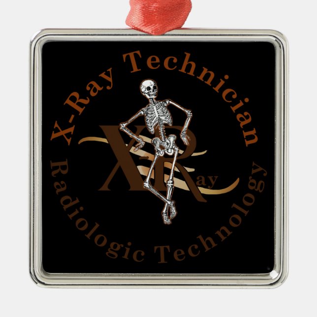 X Ray Technician Circle Brown Metal Ornament (Front)