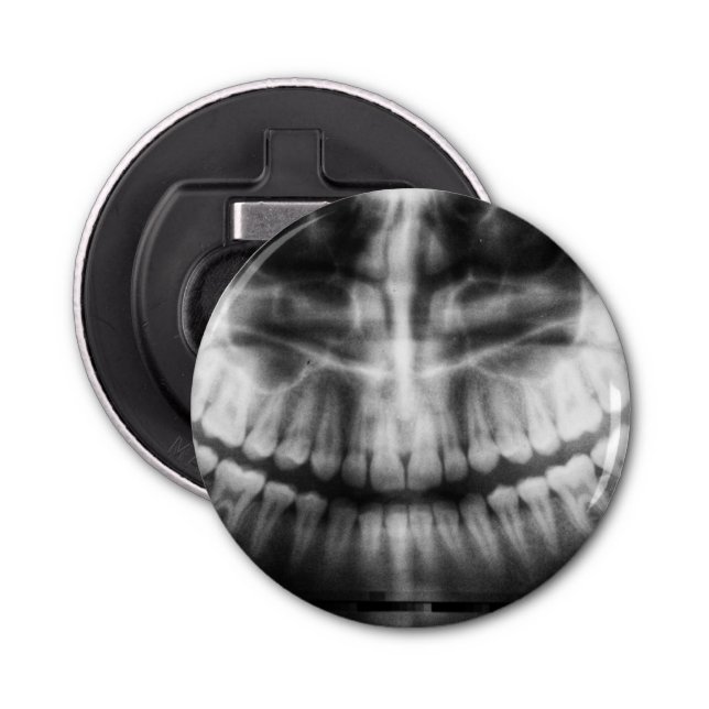 X-Ray Teeth Mouth Smile Black and White Bottle Opener (Front)