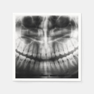 X-Ray Teeth Mouth Smile Black and White Napkin