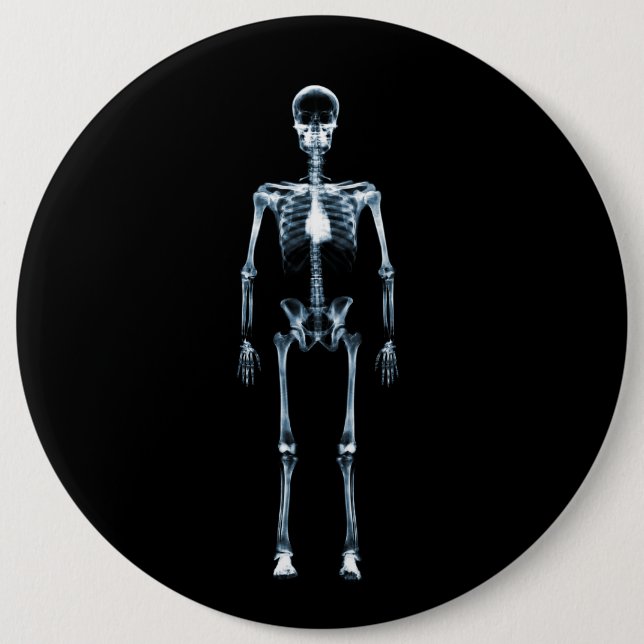 X-Ray Vision Blue Single Skeleton 6 Inch Round Button (Front)