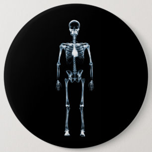 X-Ray Vision Blue Single Skeleton 6 Inch Round Button