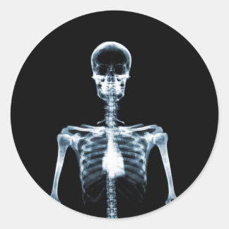X-Ray Vision Blue Single Skeleton Classic Round Sticker