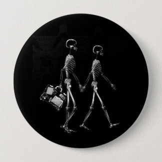 X-RAY VISION SKELETON COUPLE TRAVELING B&W 4 INCH ROUND BUTTON