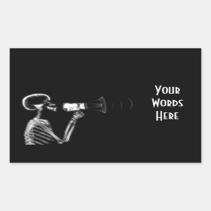X-RAY VISION SKELETON ON MEGAPHONE - B&W STICKER