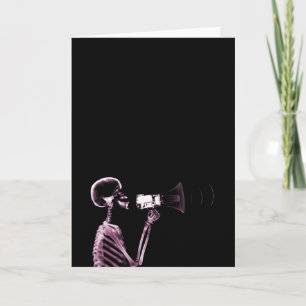 X-RAY VISION SKELETON ON MEGAPHONE -PINK CARD