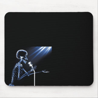 X-RAY VISION SKELETON SINGING ON RETRO MIC - BLUE MOUSE PAD
