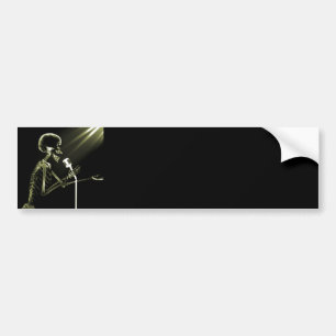 X-RAY VISION SKELETON SINGING ON RETRO MIC YELLOW BUMPER STICKER