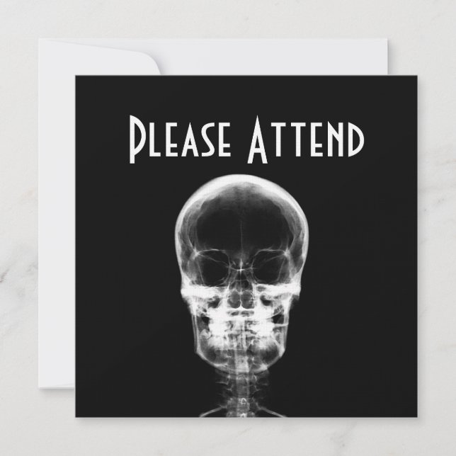 X-RAY VISION SKELETON SKULL - B&W INVITATION (Front)