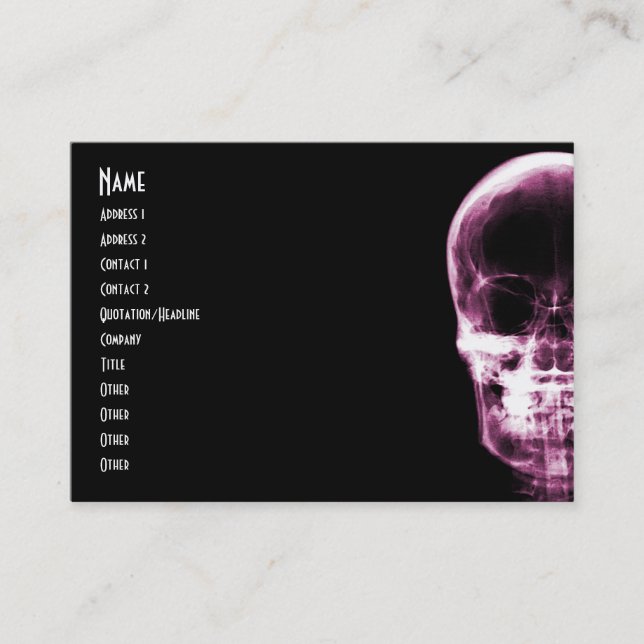 X-RAY VISION SKELETON SKULL - PINK BUSINESS CARD (Front)
