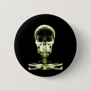 X-RAY VISION SKELETON SKULL - YELLOW 2 INCH ROUND BUTTON