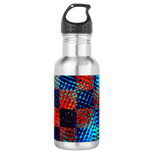 Xadrez azul, laranja, fake sujo ou manchado. 532 ml water bottle