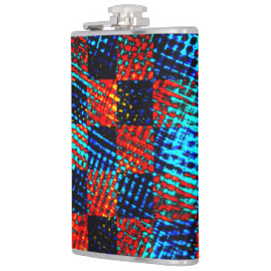 Xadrez azul, laranja, fake sujo ou manchado. hip flask