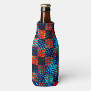 Xadrez laranja, azul, fake sujo ou manchado. bottle cooler