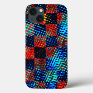 Xadrez laranja, blue, fake sujo ou stained. iPhone 13 case