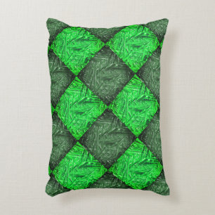 Xadrez verde falsa grama ou folhas de coqueiro. accent pillow