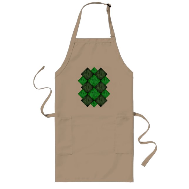 Xadrez verde, invertido gerando forma de um.... long apron (Front)