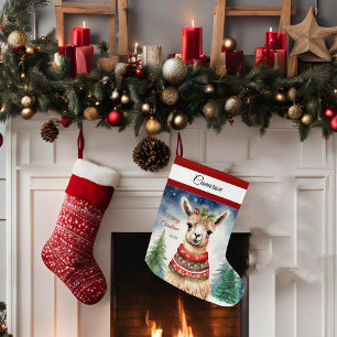 Xams Llama Personalized Large Christmas Stocking