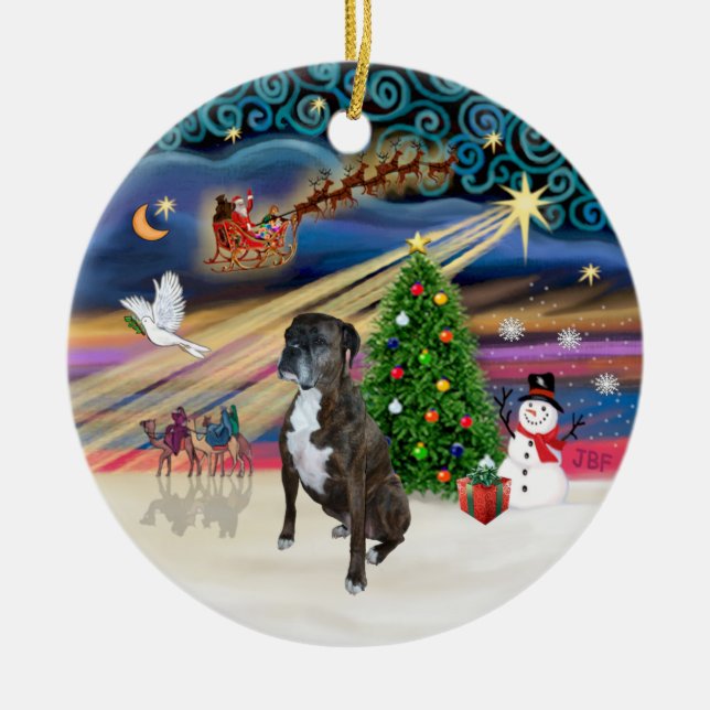 Xams Magic - Boxer (brindle 2) Ceramic Ornament (Front)