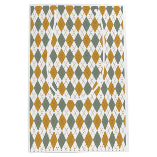 Xanadu and Gold Winter Argyle Medium Gift Bag