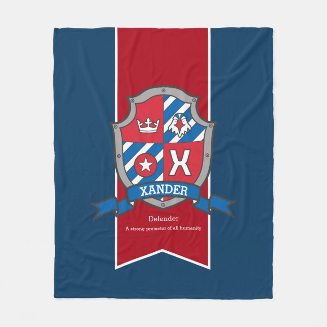 Xander name meaning crest eagle red custom fleece blanket (Front)