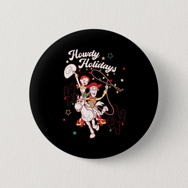 Xar Christmas Howdy Holidays Friends  2 Inch Round Button (Front)