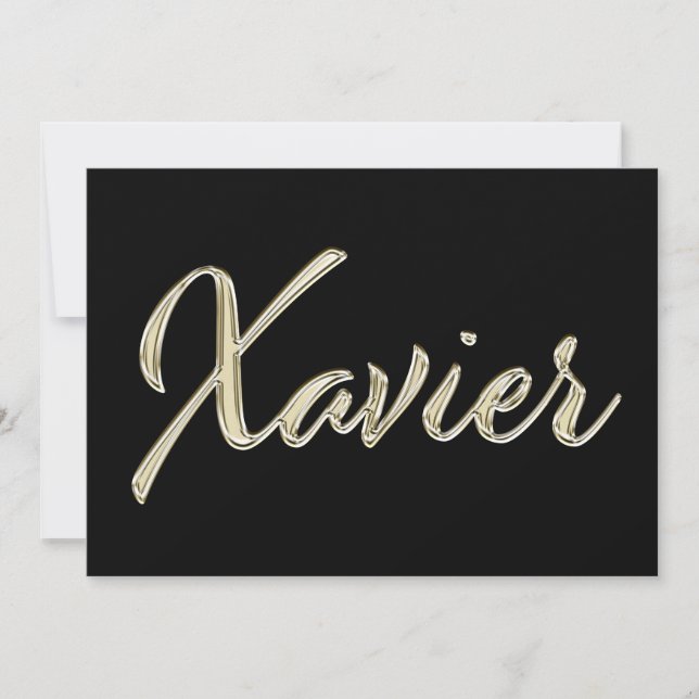 Xavier Name white gold Handwriting Card (Front)