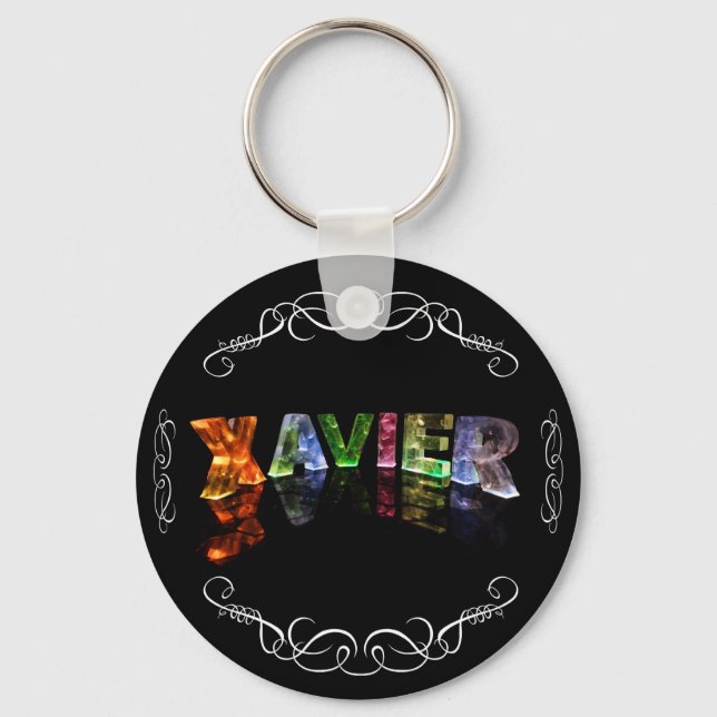 Xavier  - The Name Xavier in 3D Lights (Photo) Keychain (Front)