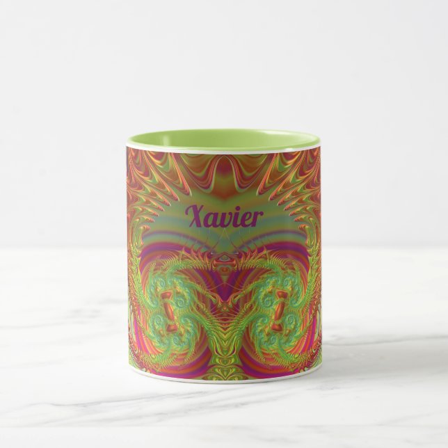 XAVIER~ Zany 3D ~ Bright Orange, Yellow and Purple Mug (Center)