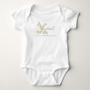 Xaviera name meaning X monogram baby girls romper