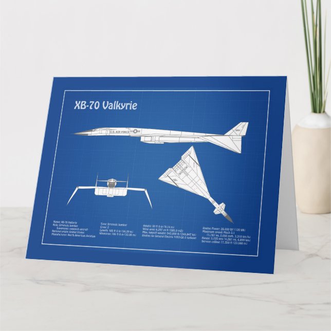 XB-70 Valkyrie - Airplane Blueprint Plans ABD Thank You Card (Front)