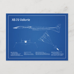 XB-70 Valkyrie - Airplane Blueprint Plans AD Postcard