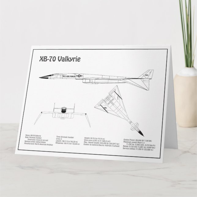 XB-70 Valkyrie - Airplane Blueprint Plans BD Thank You Card (Front)