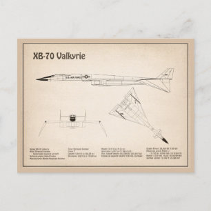 XB-70 Valkyrie - Airplane Blueprint Plans SD Postcard