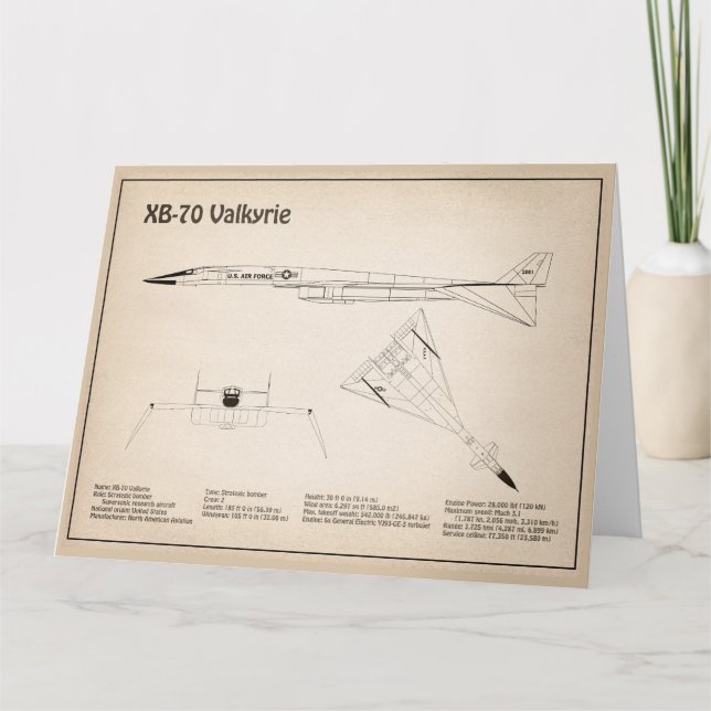 XB-70 Valkyrie - Airplane Blueprint Plans SD Thank You Card (Front)