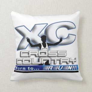 XC BORN TO RUN CROSS COUNTRY LOGO THROW PILLOW