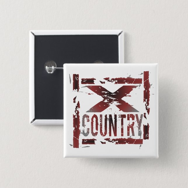 XC Cross Country Runner 2 Inch Square Button (Front & Back)
