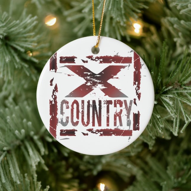 XC Cross Country Runner Ceramic Ornament (Tree)