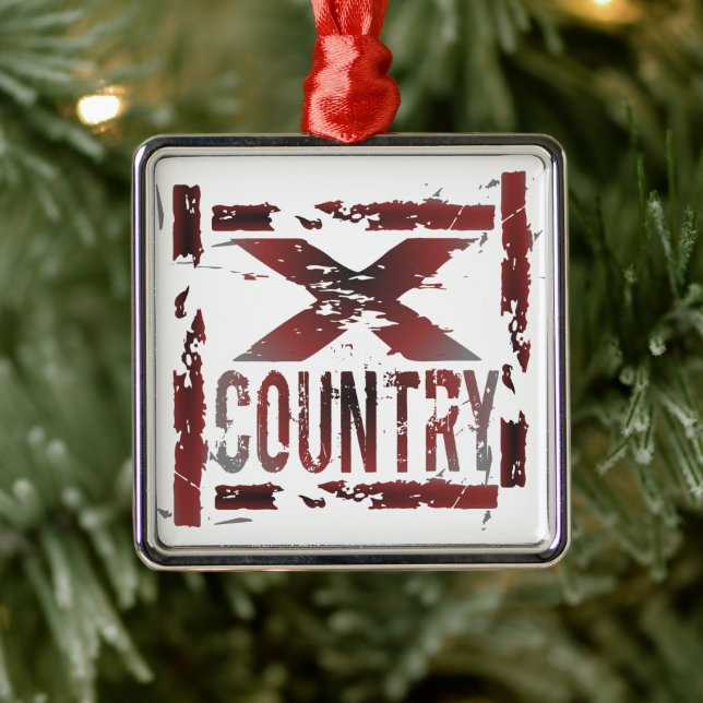 XC Cross Country Runner Metal Ornament (Tree)