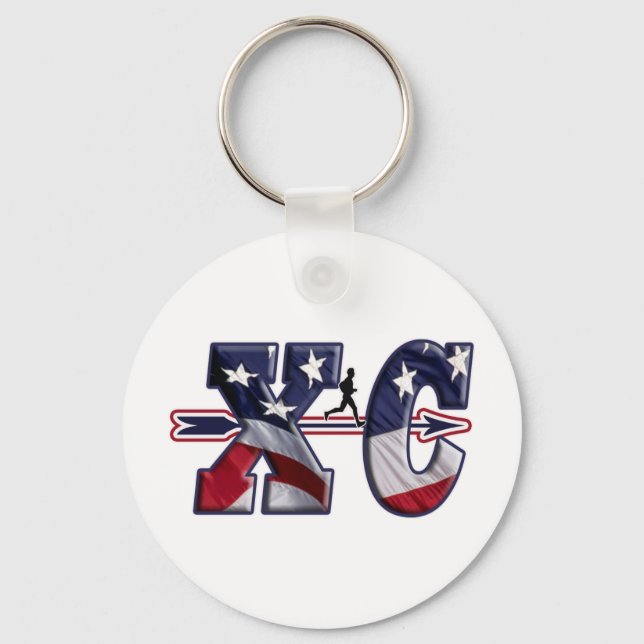 XC CROSS COUNTRY USA FLAG WRAPPED KEYCHAIN (Front)
