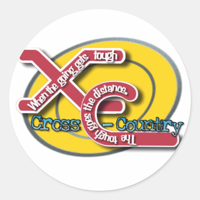 XC TOUGH MOTTO - CROSS COUNTRY CLASSIC ROUND STICKER (Front)