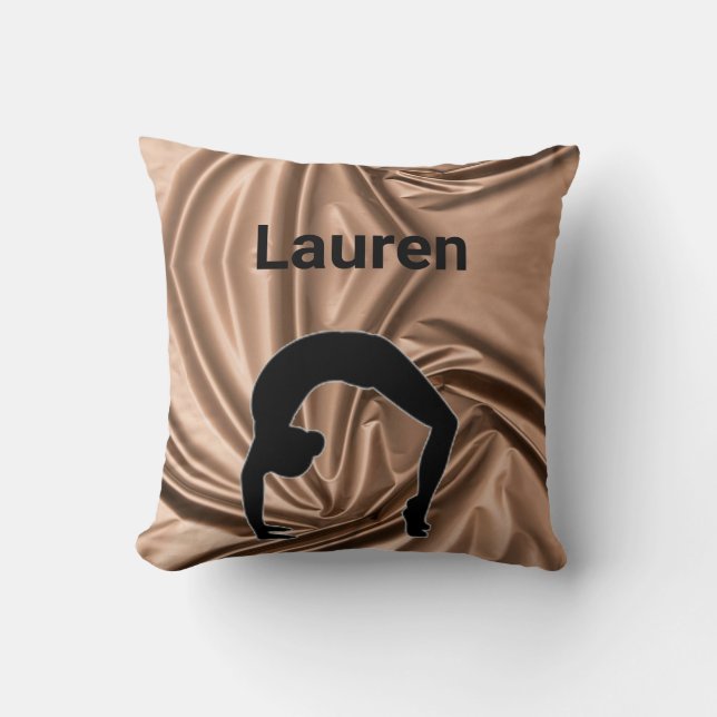 Xcel Bronze Customizable Gymnastics Throw Pillow (Front)